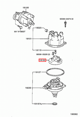Genuine MR2 SW21 SW20 Sprinter AE101 3SGTE 5S 4AGE Distributor Cap Rotor Button - Picture 5 of 20