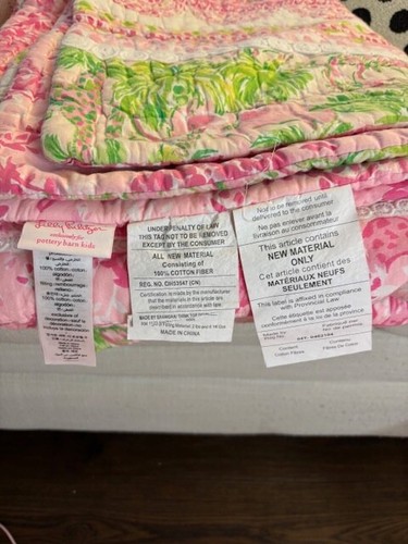 Pottery Barn Kids Lilly Pulitzer Twin Patchwork Quilt On Parade Pink Green - Picture 4 of 10