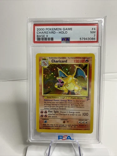 PSA 7 Pokemon Base Set 2 Charizard Holo 4/130 Near mint W/SWIRL Should Be Higher