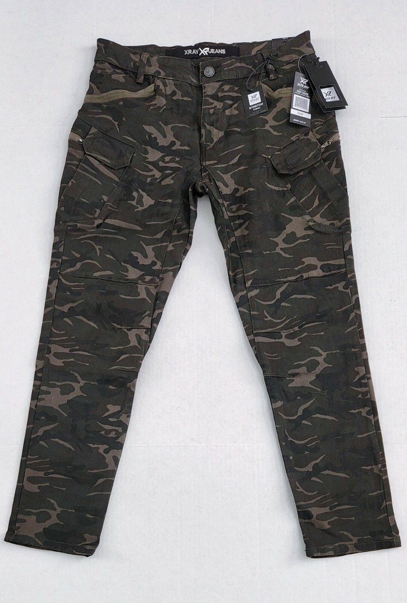 X RAY Men's Stretch Slim-Fit Utility-Style Camo Cargo Pants
