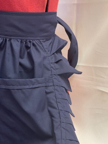 RETRO VINTAGE 50's STYLE HALF APRON / PINNY with 2 POCKETS - NAVY - Picture 3 of 5