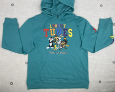 Looney Tunes "That's All Folks" Fleece Hooded Sweatshirt Unisex Sz L NWT