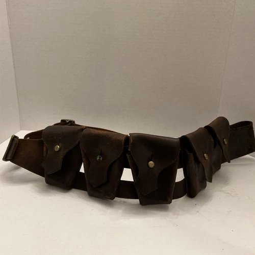 Reproduction WW2 British Military P1903 Leather Ammo Pouch Bandolier (USED)