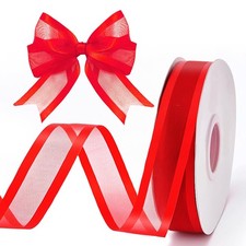 Red Satin Ribbon 1 Inch x 45 Yards Double Faced Gift Wrap Hair Bows Craft DIY