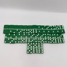 Vintage Marblelike Green Double Six Dominoes Set 28 Pieces Made in USA