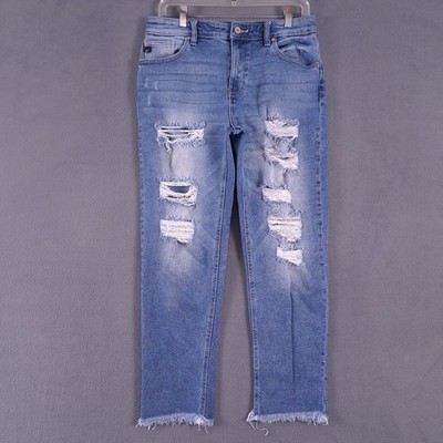 Kancan Jeans Womens 27 Blue Stretch Denim Mid Rise Ankle Distressed Grunge 