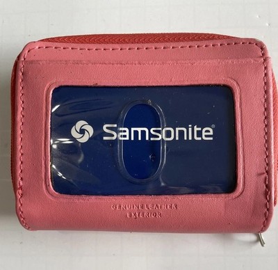 Pink Genuine Leather Card Case Samsonite Women's Travel Wizard Wallet Zip Around