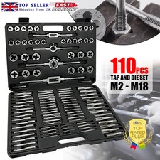 Tap Die Set W/Case Tap Die Kit Metric Thread M2-M18 Essential Threading 110Piece