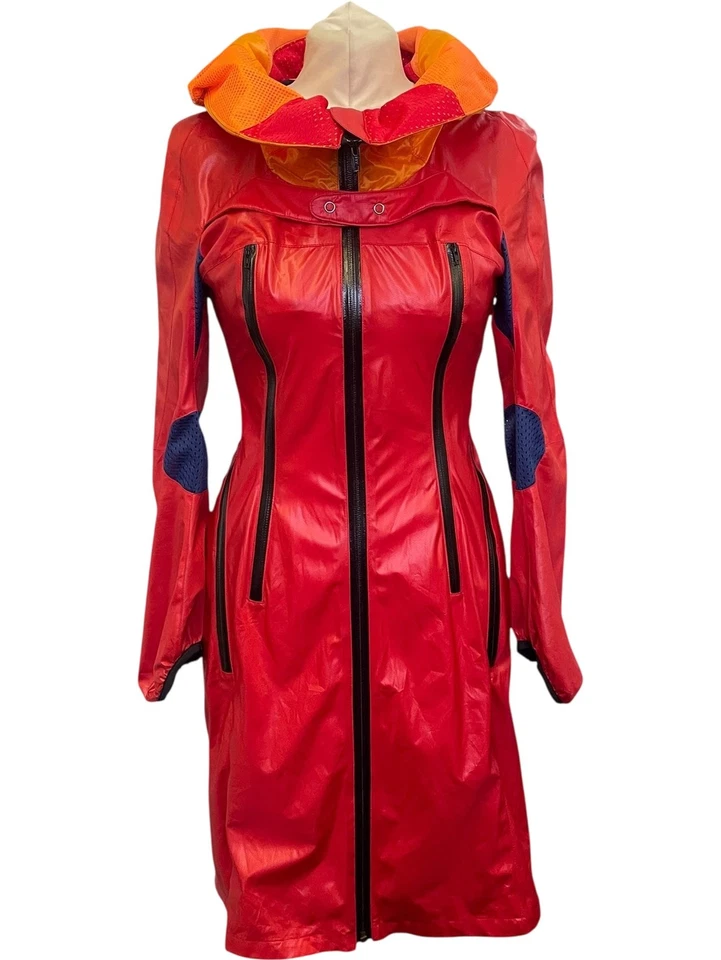 Chaqueta Junya Watanabe Roja Malla Cuello Alto Cremallera Colorida Con Capucha - Talla S Foto 2 de 4