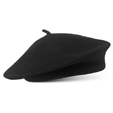 French Wool Beret Hat - Classic Stretchable - One Size Fits Most - Solid Colo...
