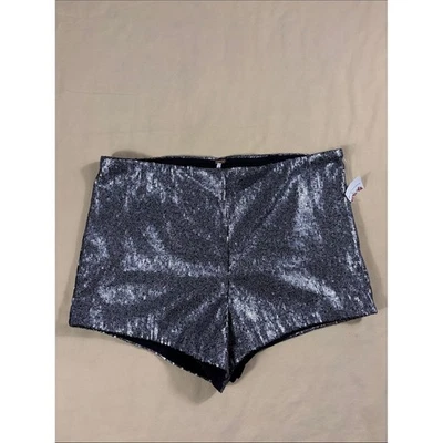 NWT Free People Disco Sequin High Waisted Shorts Silver Size Large - Photo 1/4