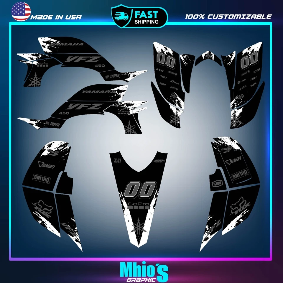 Yamaha YFZ 450 Kit de gráficos 2003 2004 2005 2006 2007-2008 calcomanías... - Imagen 2 de 4