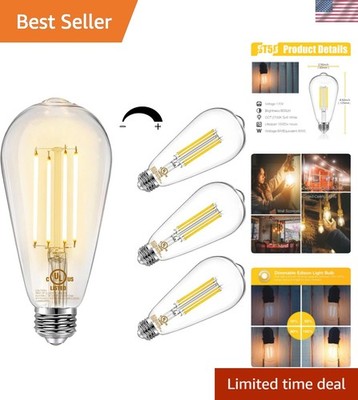 4 Pack Vintage LED Edison Bulbs, E26 Led Bulb 60W Equivalent, Dimmable Led Li...