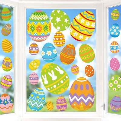 33 PCS Large Easter Decorations, 15.75 x 27.56 Inch 4 Sheets, 