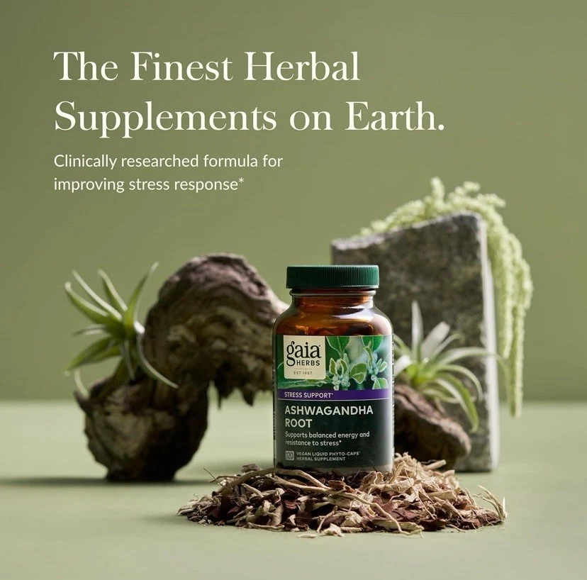 Raíz de Ashwagandha de Hierbas Gaia, Estrés y Apoyo Inmunológico, 120 Cápsulas Veganas Foto 2 de 4