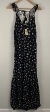American Eagle Size XS 100% Viscose Floral Button Front Maxi Dress Tier Cottage
