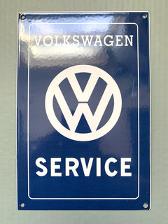 VINTAGE 12x8" VOLKSWAGEN VW BEETLE SERVICE GASOLINE PORCELAIN MOTOR OIL GAS SIGN