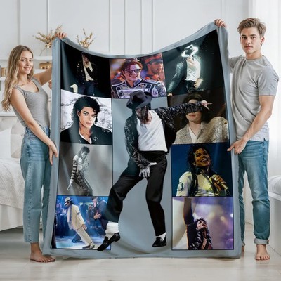 Retro Pop Music Portrait Flannel Blanket Soft Cozy Throw Gift Decor