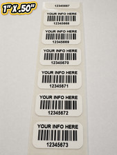 1000 SMALL CUSTOM PRINTED BARCODE LABELS STICKERS-ASSET-INVENTORY-1 X .50 INCH