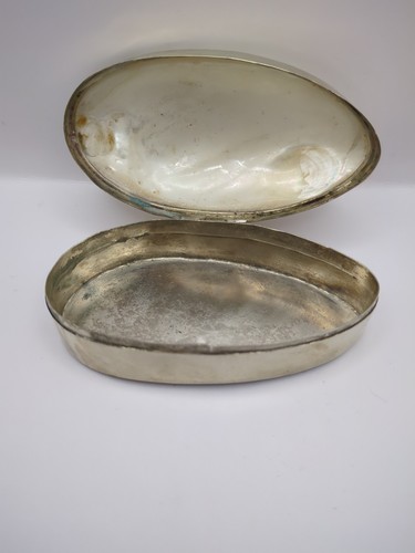 Vintage Pearl Shell Snuff Box + Marble Top Pill Trinket Box Gold Detail - Picture 7 of 19