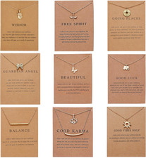 Stylish 9Pcs Gold Plated Necklace Set for Women,Simple Wings Butterfly Pendant C