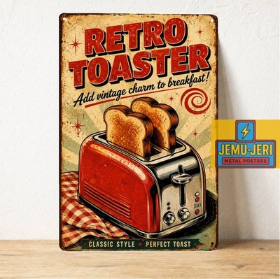 Retro Toaster Metal Poster Tin Sign 20x30cm Restaurant Kitchen Wall Decor