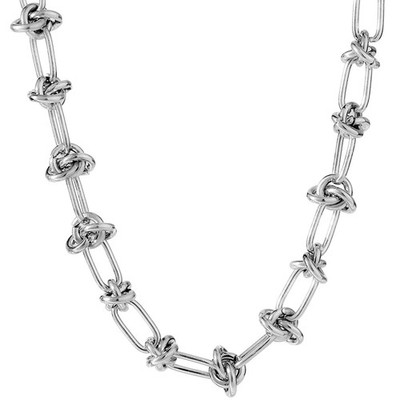 Edelstahl geknotete Zopfkette klassisch schlicht Halsband Choker Halskette (silber