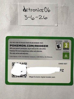 Pokémon Mega Evolution Digital Booster Pack ENME1BST 2025 Regular English