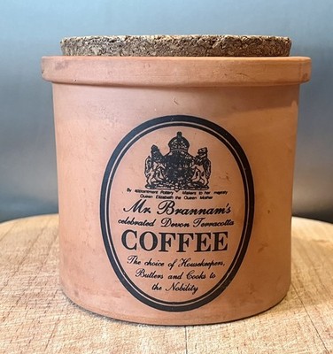 Mr Brannam's Kaffee Vorratsdose traditionelles Devon Terrakotta Glas & Korkdeckel 
