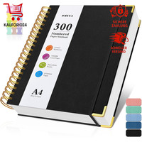 Notizbuch A4 Liniert 300 Seiten 100GSM Hardcover Leder Spiralbindung FüR BüRo