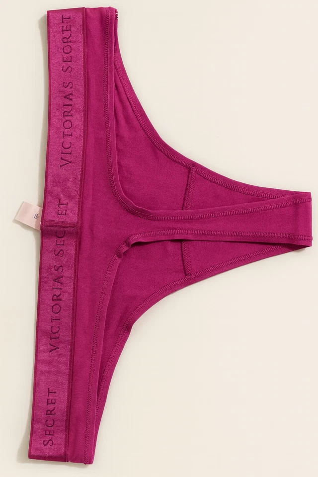 Victoria’s Secret Mujer Logo Tanga Panty | Rosa Blanco Borgoña Gris | M L Foto 3 de 4