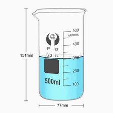 500ml Borosilicate Glass Beaker High Type Beakers Glassware Laboratory Supply
