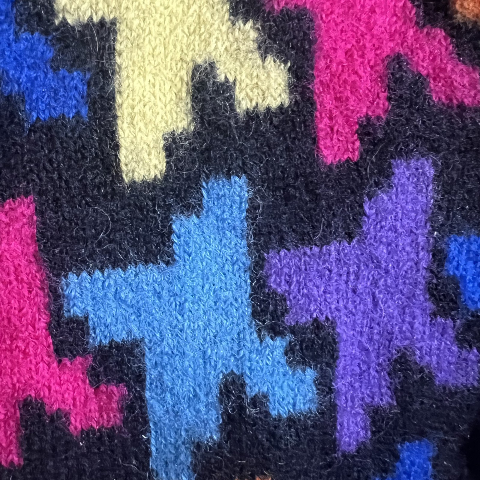 VTG Patchwork 100% Wool Collared Sweater Vest Sz … - image 7