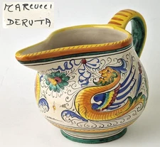 Marcucci Deruta Majolica Pitcher Hand-Painted Signed around 1970 - 1980 P780
