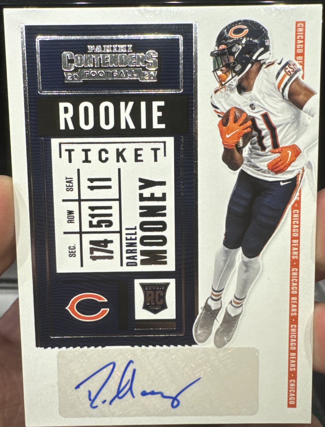 2020 Contenders Darnell Mooney Rookie Auto RC Ticket #204 Chicago Bears Falcons