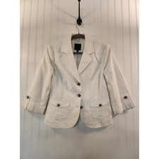 The Limited Women's Crisp Clean White 3/4 Sleeves Blazer Size M Cottagecore Chic