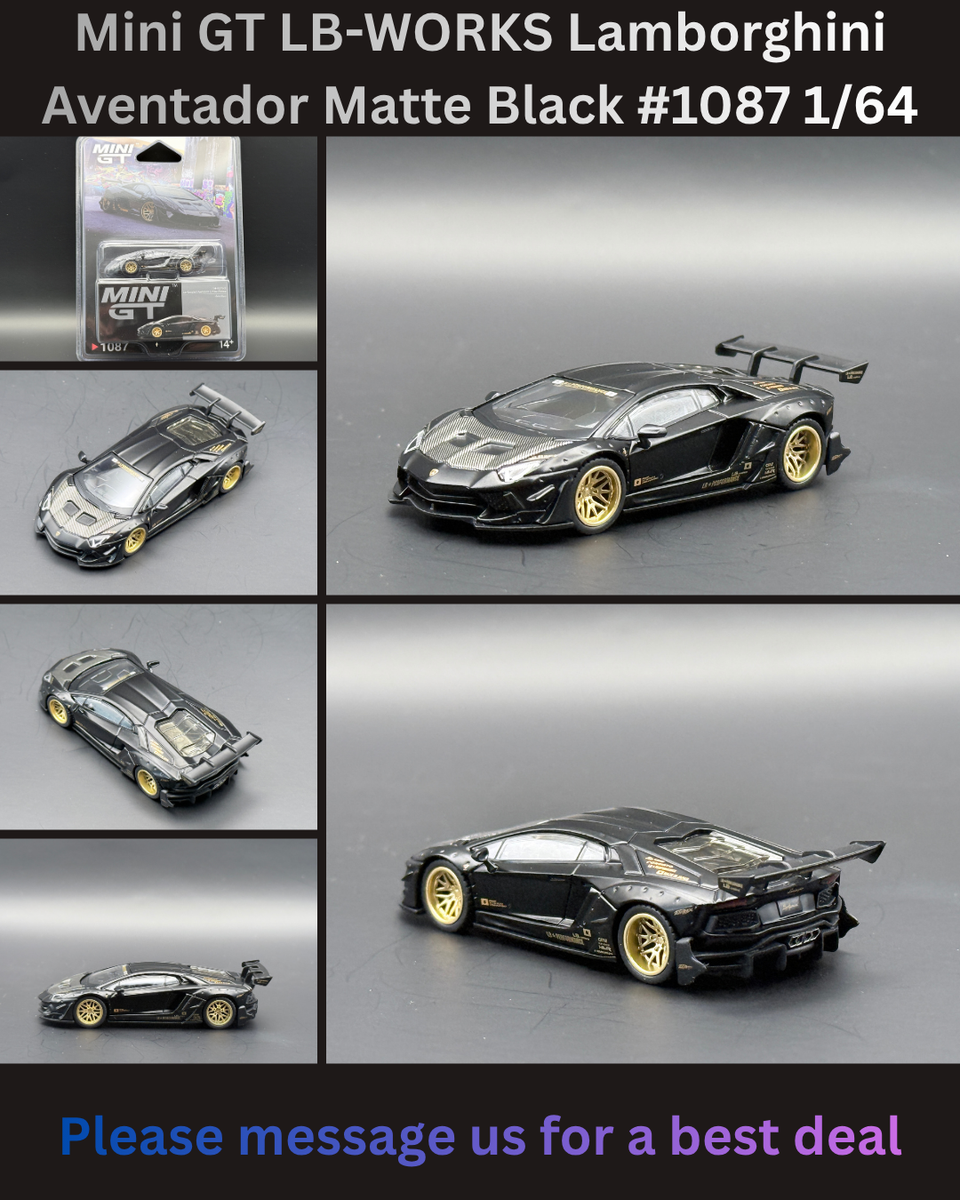 Mini GT LB-WORKS Lamborghini Aventador Matte Black #1087 1/64 | eBay