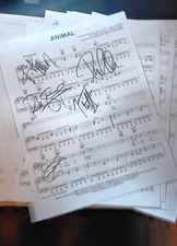 Def Leppard Autographed Sheet Music,  Animal.