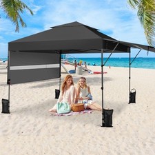 3x3M Outdoor Patio Pop up Gazebo Tent Canopy Dual Awnings Sun Shelter Sand Bags