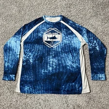 Pelagic Vapor Tek Performance Fishing Shirt Men's Size XL Blue Long Sleeve
