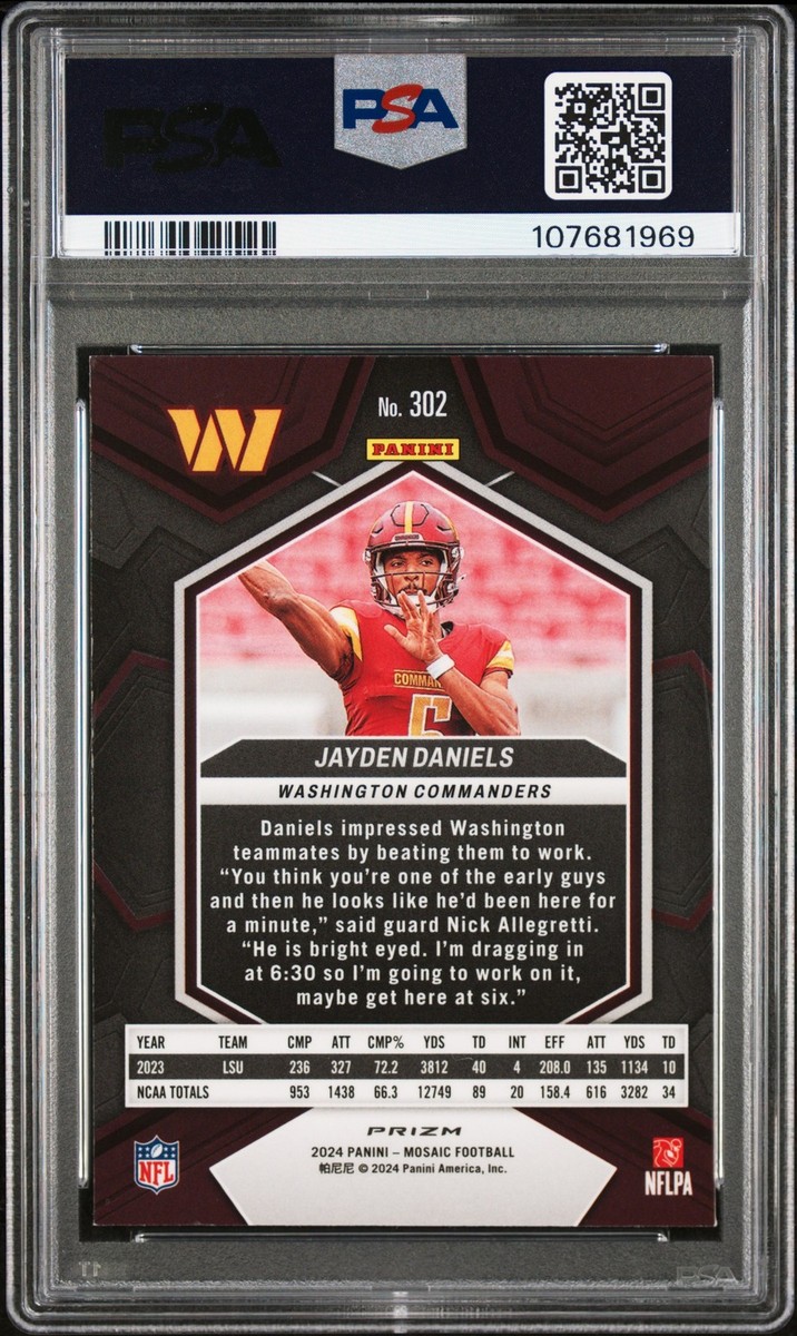 ペドリ Panini Mosaic PSA 9 ルーキー RC 2024 PANINI MOSAIC SILVER #302 JAYDEN DANIELS ROOKIE RC PSA