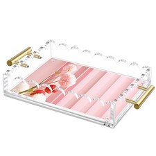 Acrylic Scalloped Tray 10'' X 8'' Acrylic Serving Tray with Magnetic Mat and ...