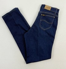 Vintage Lee Jeans Womens 29x34 Dark Blue High Waist Rise Riders Mom Long