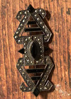Vintage Edwardian Art Deco 925 Silver Marcasite Black Onyx Brooch — photo 8
