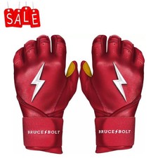 BRUCE BOLT Men's Original Series Long Cuff Batting Gloves- Color Red