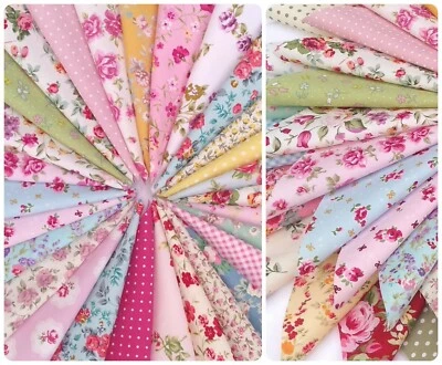 ROSE & HUBBLE & OTHERS 100% COTTON MIXED FLORAL FABRIC PATCHWORK QUILTING SQUARES CHOOSE SIZE