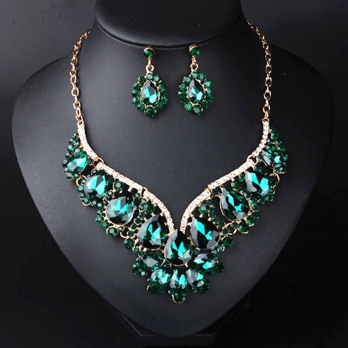 Statement Crystal Flower Necklace Earring Jewelry Set Bridal Wedding Party Gifts - Picture 43 of 75