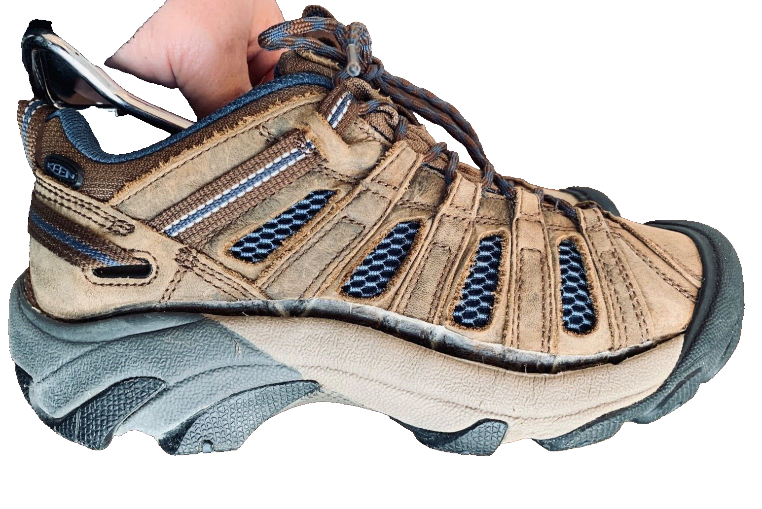 Scarpa donna Keen escursionismo ventilata Voyageur marrone blu taglia 7 5M.