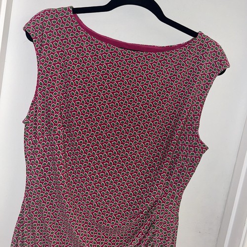 Lauren Ralph Lauren Pink Print Ruched Boatneck Sleeveless Pullover Dress Size 16 - Picture 3 of 11