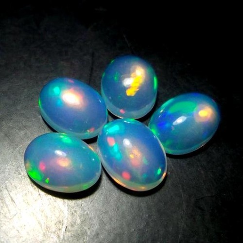 8x6MM/9x7MM/10X8MM AAA ETHIOPIAN WELO FIRE OPAL OVAL SHAPE FLAT BACK CABOCHON - Picture 2 of 3